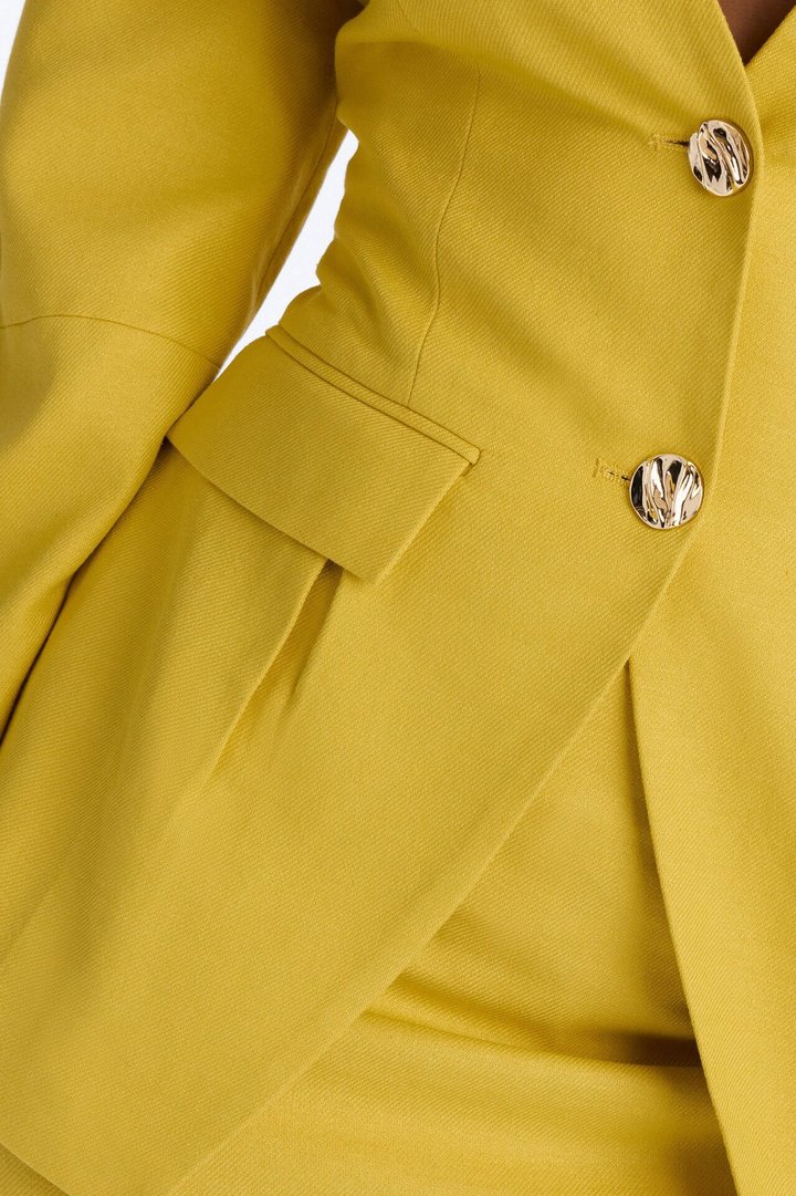 No More Questions Twill Blazer Skort Set - Yellow