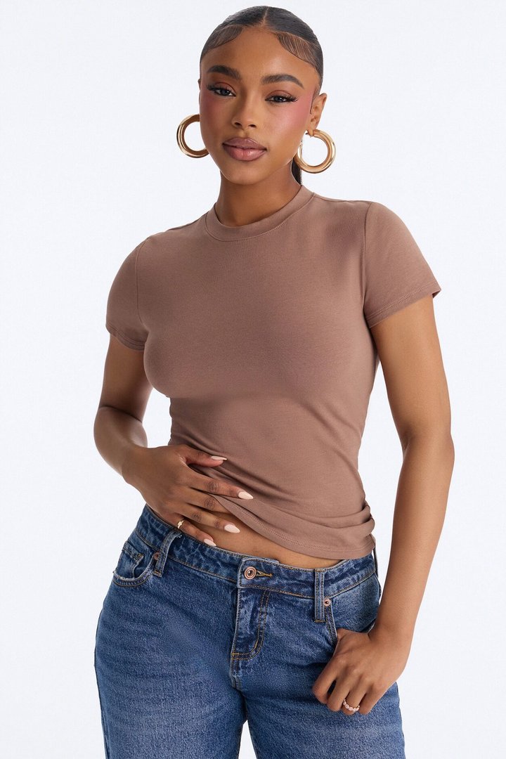 Camilla Classic Fit Crew Neck Tee - Taupe