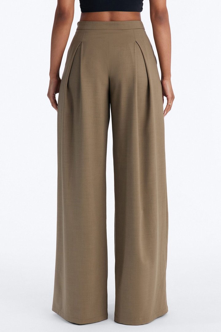 Tall Tiana Pleated Wrap Waist Wide Leg Trouser - Caffe