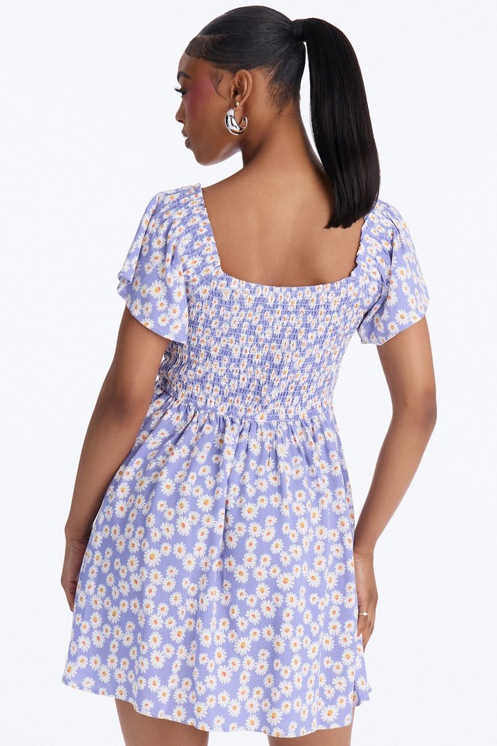 Flower Child Floral Mini Dress - Lavender/combo