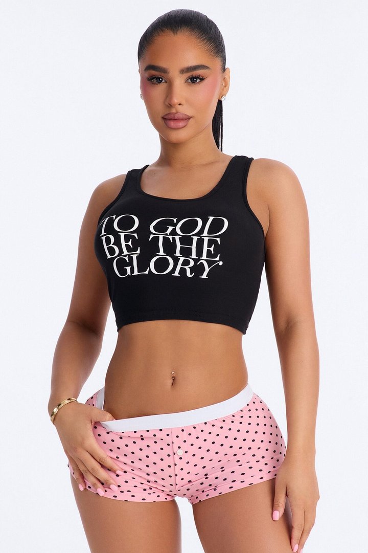 God Be The Glory Tank PJ Boyshort Set - Black/combo