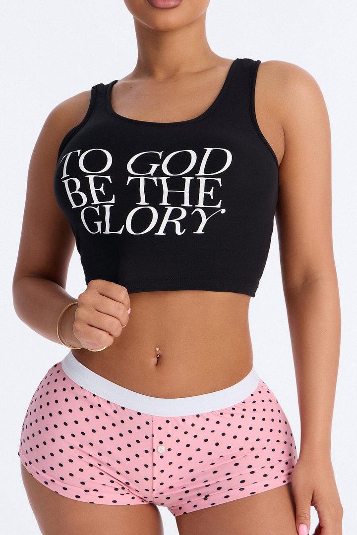 God Be The Glory Tank PJ Boyshort Set - Black/combo
