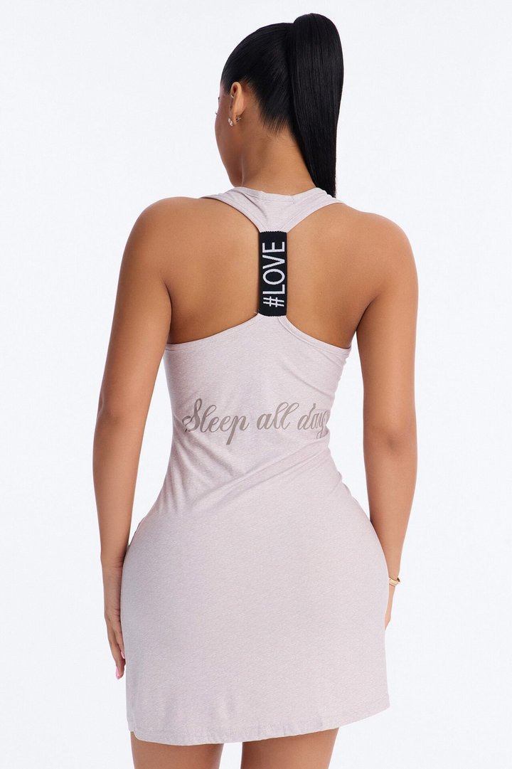 Stay Up All Night PJ Sleep Dress - Heather Grey