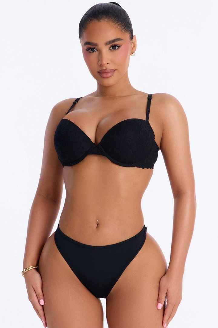 Pure Form Lace Push Up Bra - Black