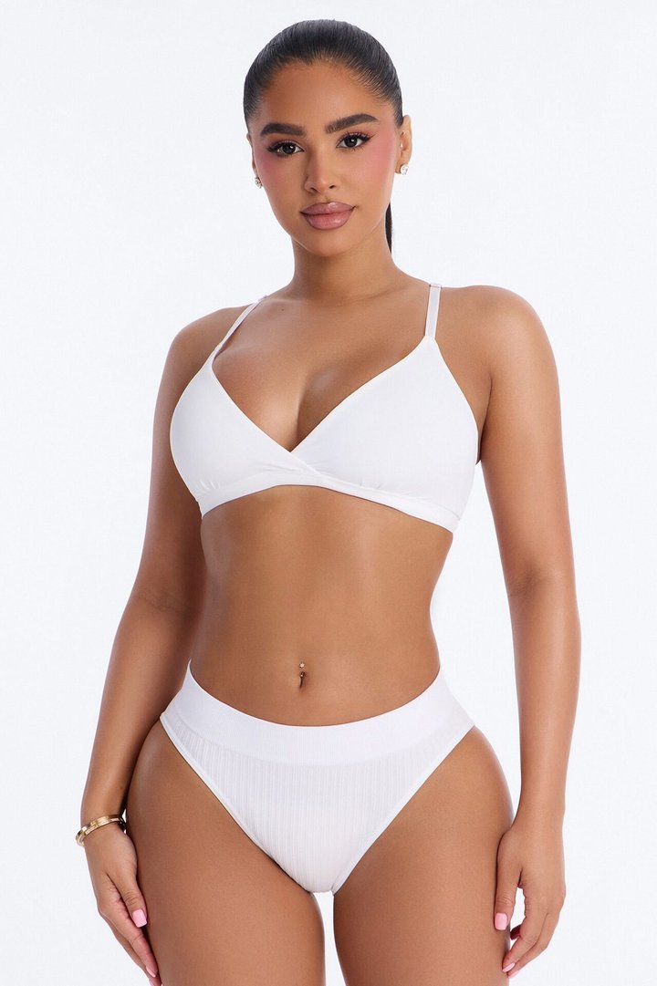 In High Demand Seamless Ribbed Brief Panty - White
