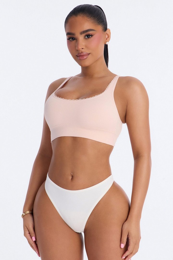 Sweet Secrets Ribbed Seamless Bralette - Pink