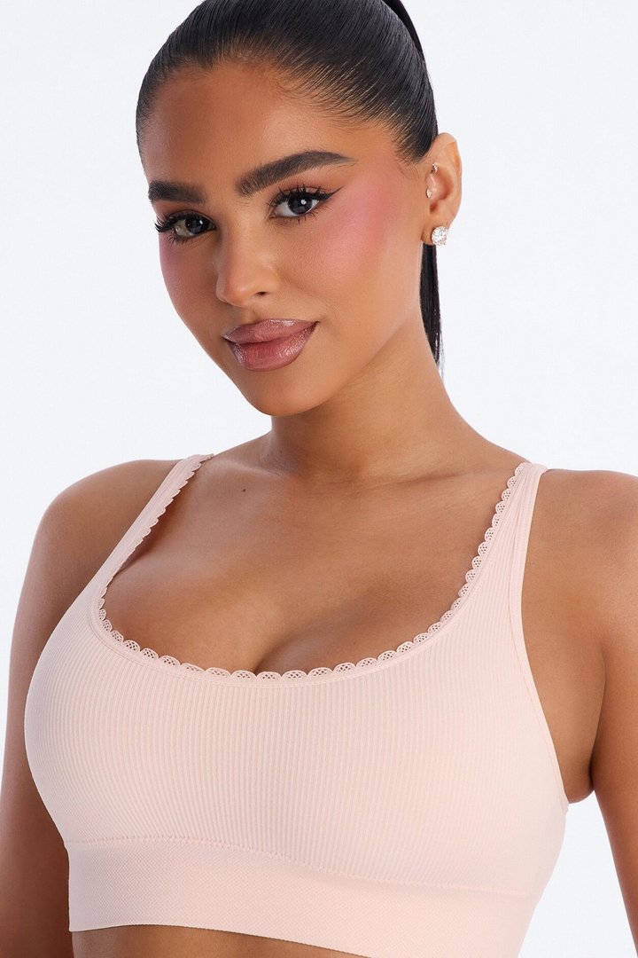 Sweet Secrets Ribbed Seamless Bralette - Pink