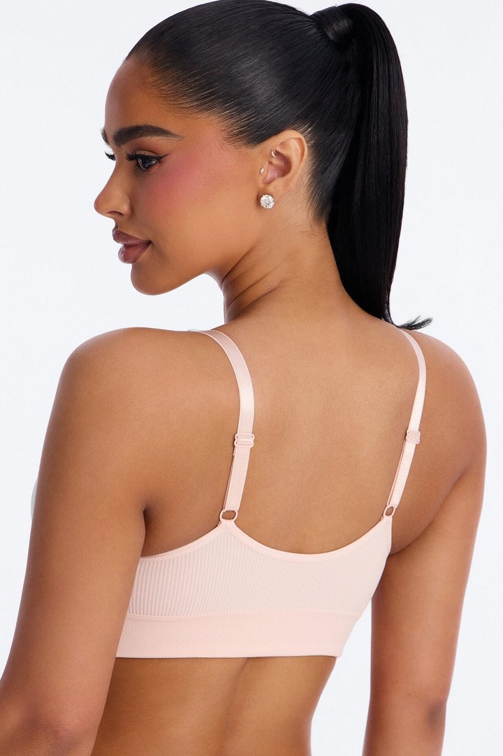 Sweet Secrets Ribbed Seamless Bralette - Pink