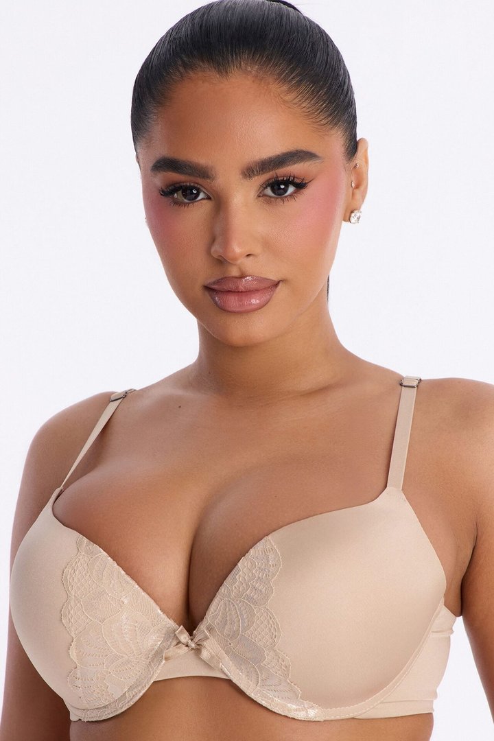 Cute and Lacey Shine Push Up Demi Bra - Nude