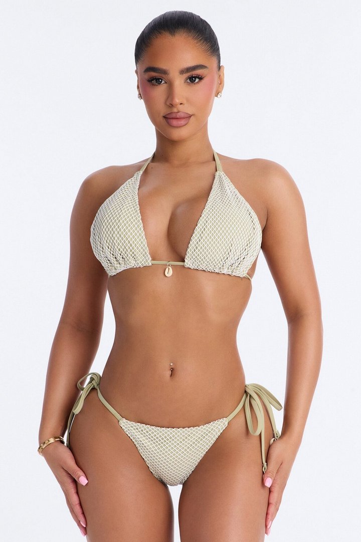 Ocean Dip Fishnet & Seashells 2 Piece Bikini - Olive