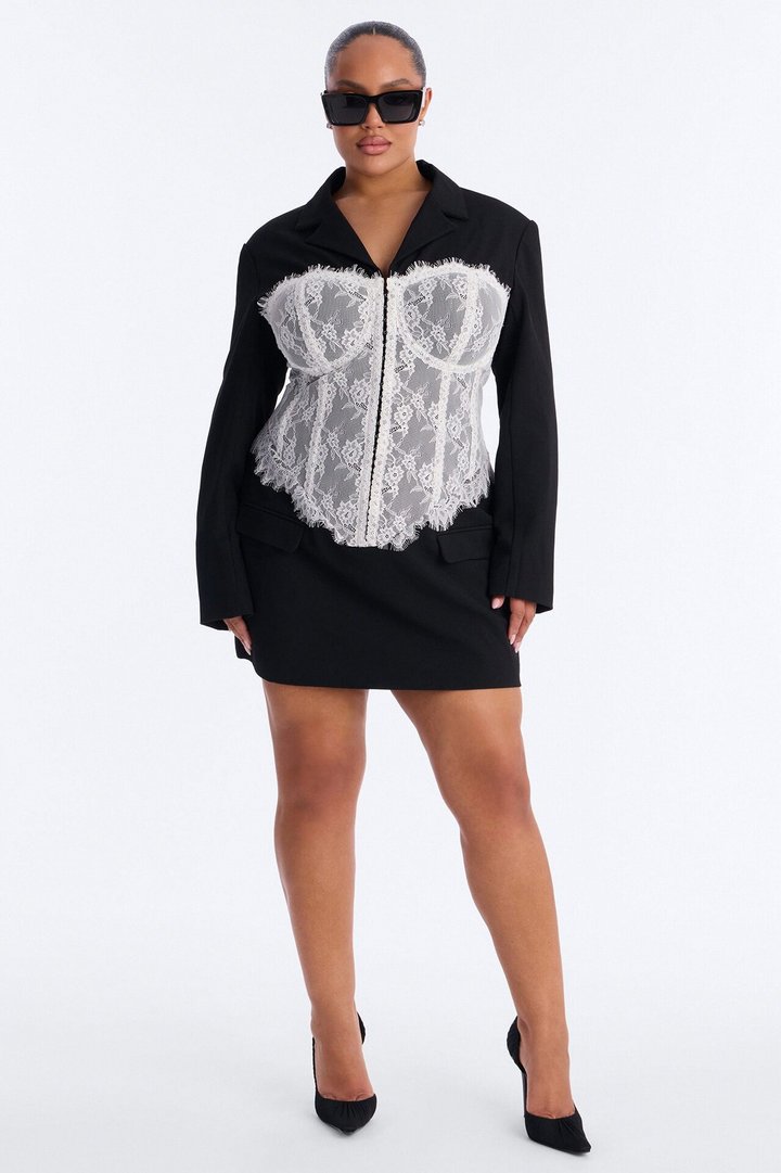Zia Long Sleeve Blazer Mini Dress - Black/White