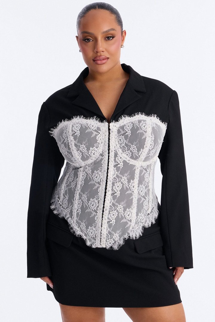 Zia Long Sleeve Blazer Mini Dress - Black/White