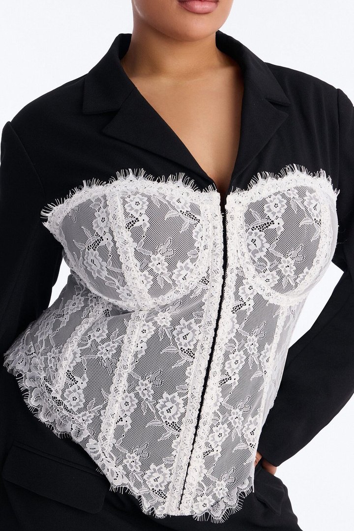 Zia Long Sleeve Blazer Mini Dress - Black/White