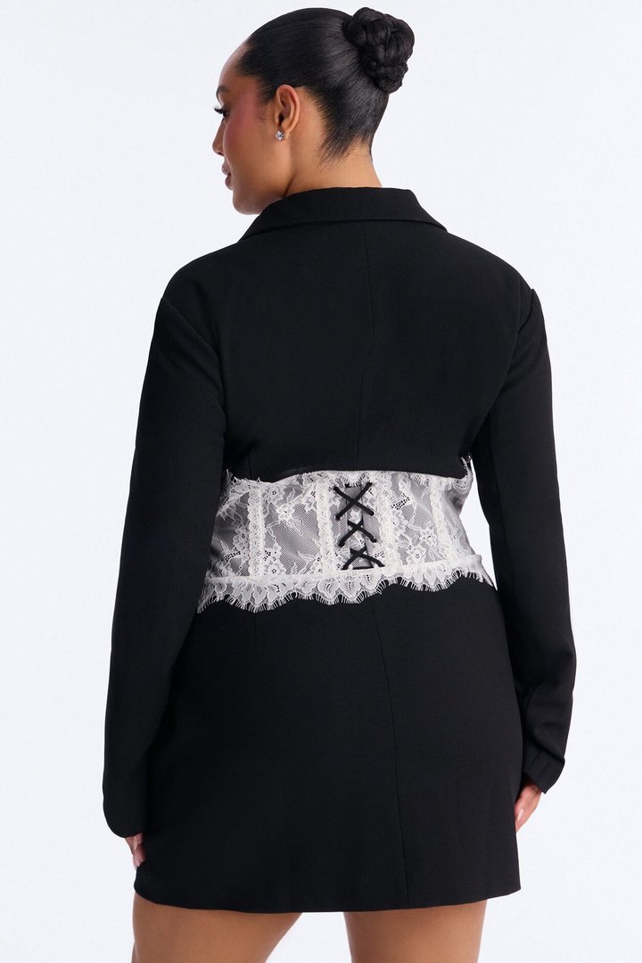 Zia Long Sleeve Blazer Mini Dress - Black/White