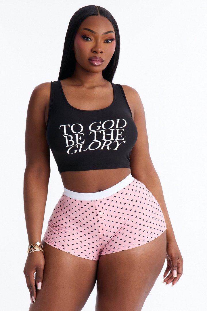 God Be The Glory Tank PJ Boyshort Set - Black/combo