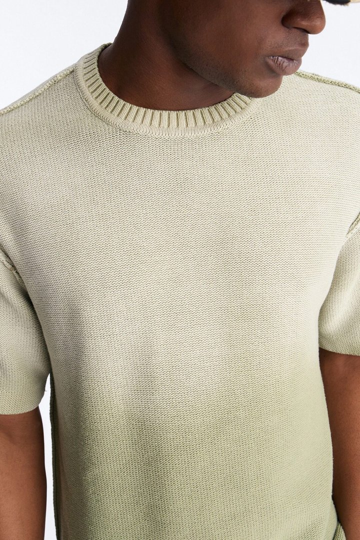 Slouch Ombre Crew Sweater Tee - Olive