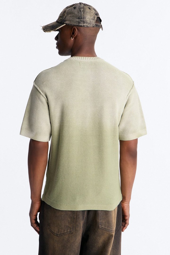 Slouch Ombre Crew Sweater Tee - Olive