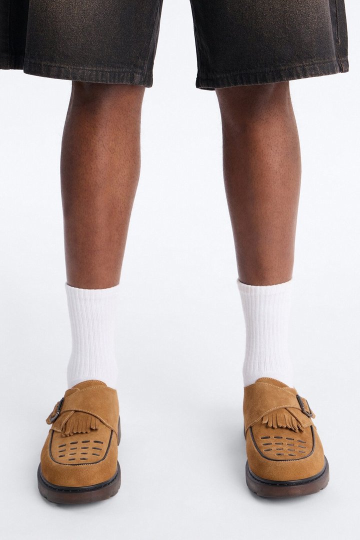 Genuine Suede Monk Strap Loafer - Brown