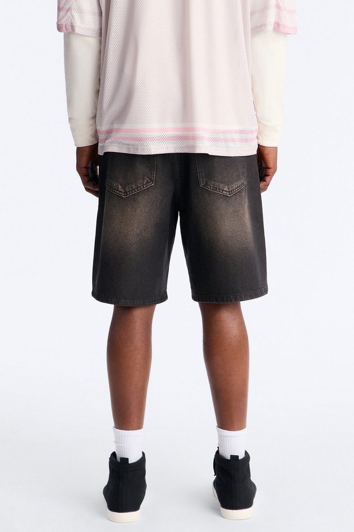 Relaxed Waxed Stealth Denim Short - Black Wash