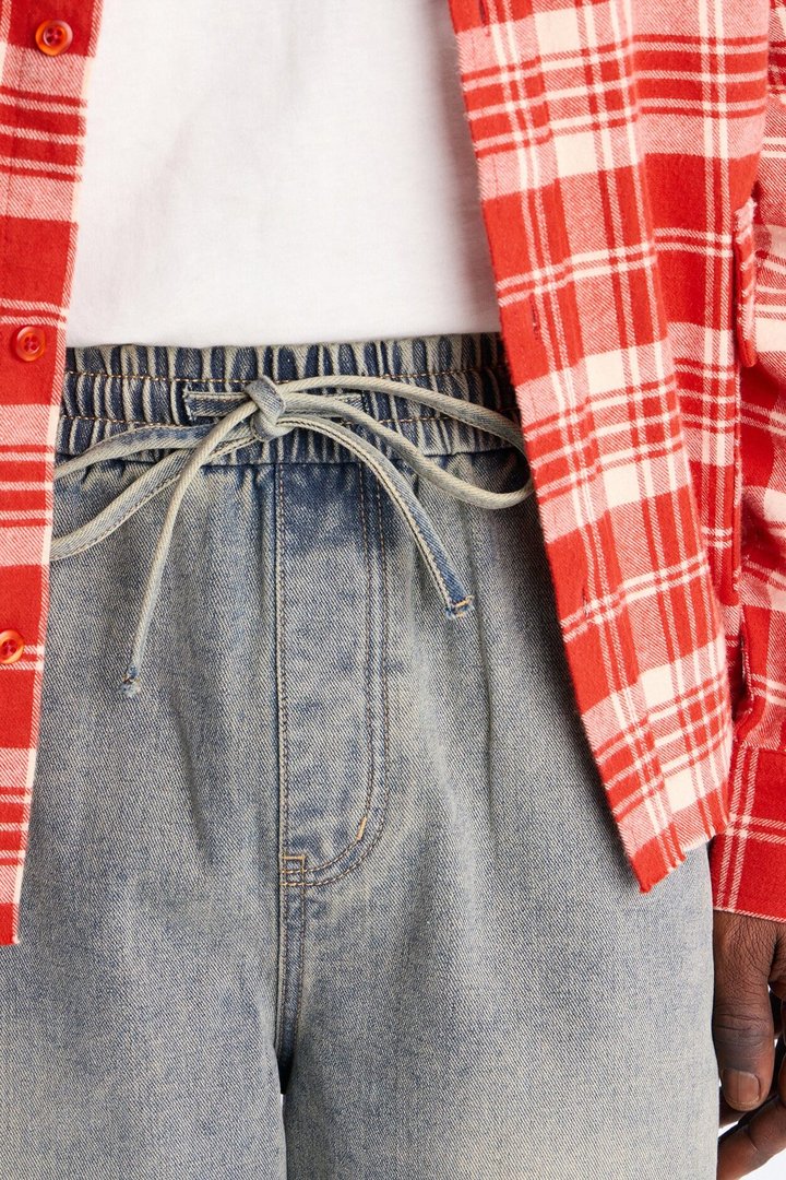 Baggy E Waist Hangtime Denim Short - Vintage Wash