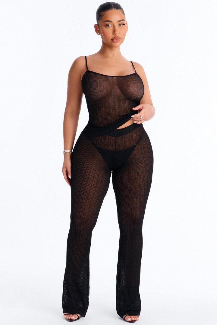 Sienna Sheer Knit Pant - Black