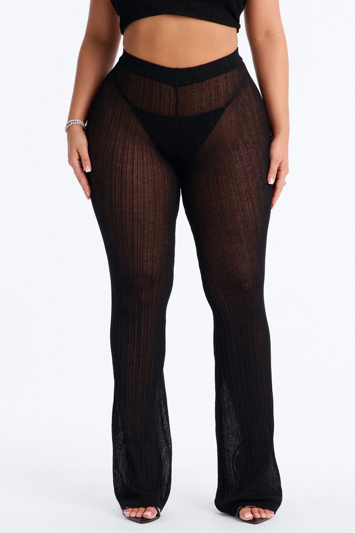 Sienna Sheer Knit Pant - Black