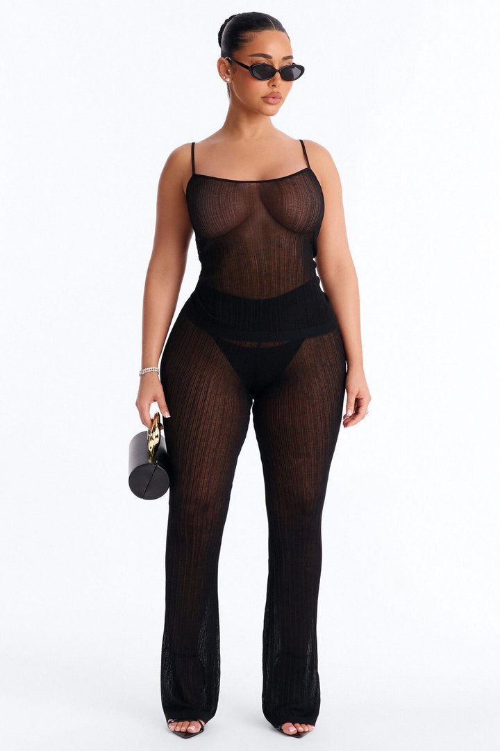Sienna Sheer Knit Top - Black