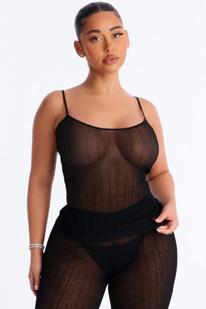 Sienna Sheer Knit Top - Black