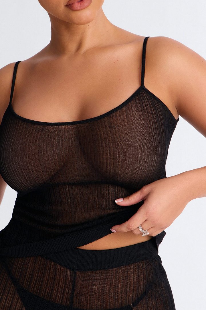 Sienna Sheer Knit Top - Black