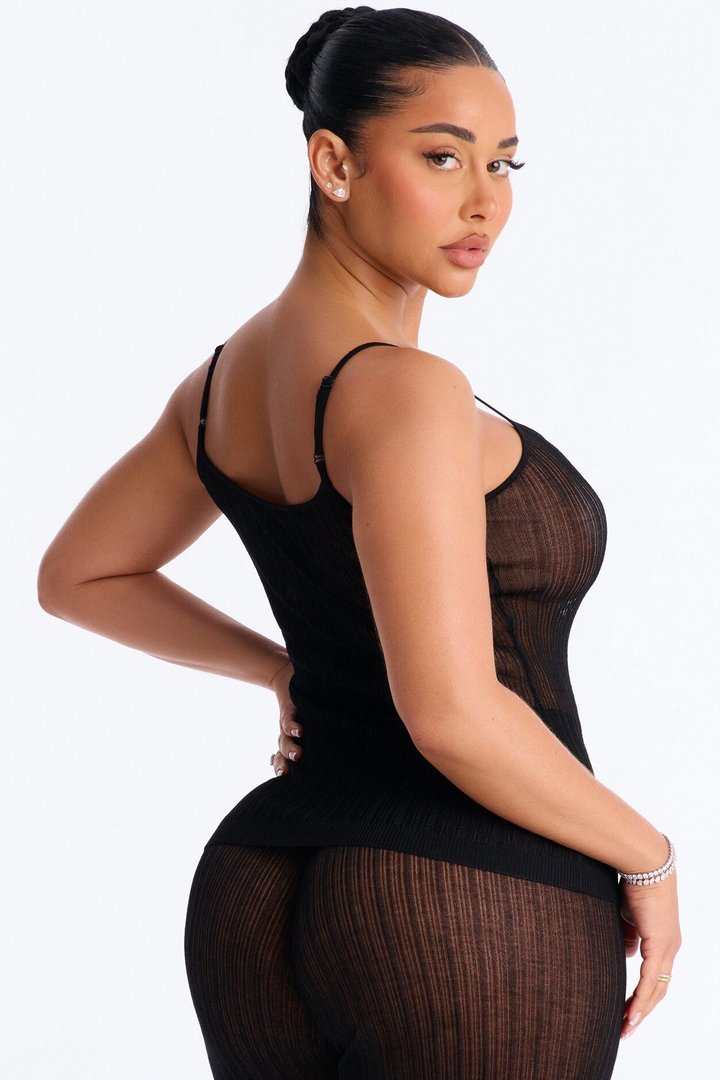 Sienna Sheer Knit Top - Black