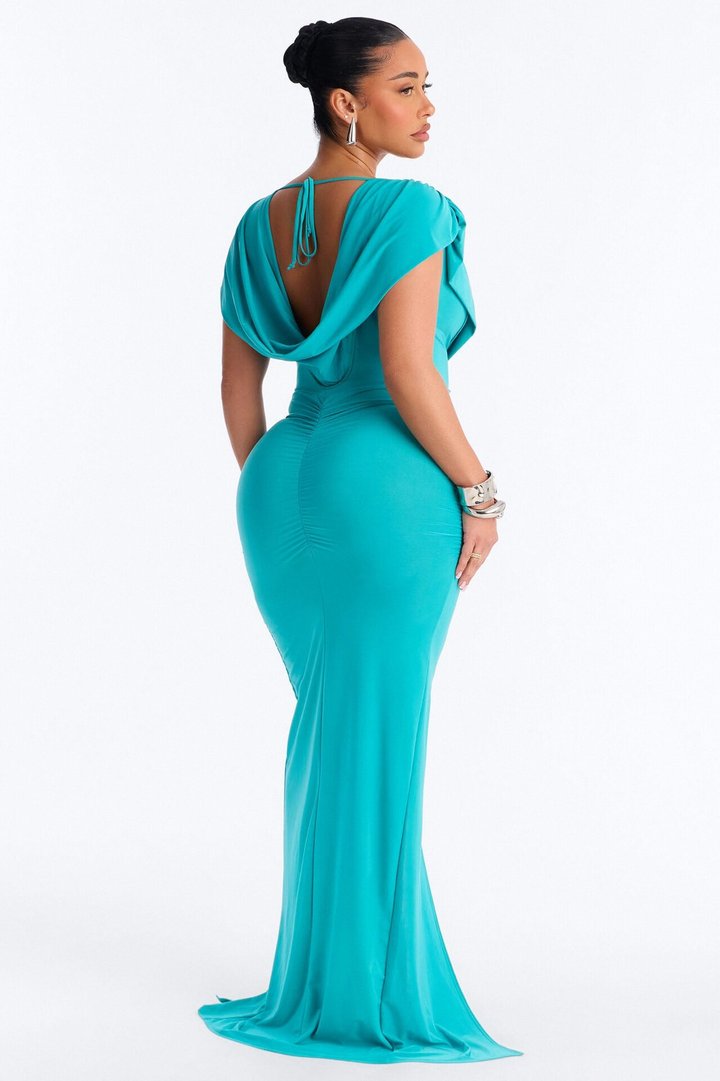 Wynn Draped Maxi Dress - Turquoise