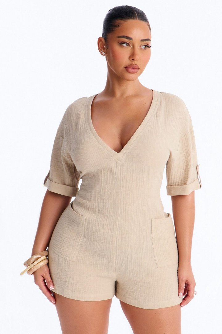 Meg Casual Gauze Romper - Natural