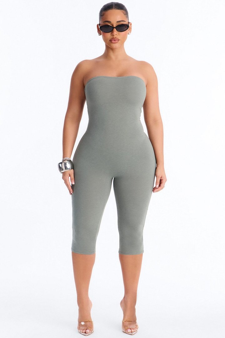 Sienna Strapless Capri Jumpsuit - Sage