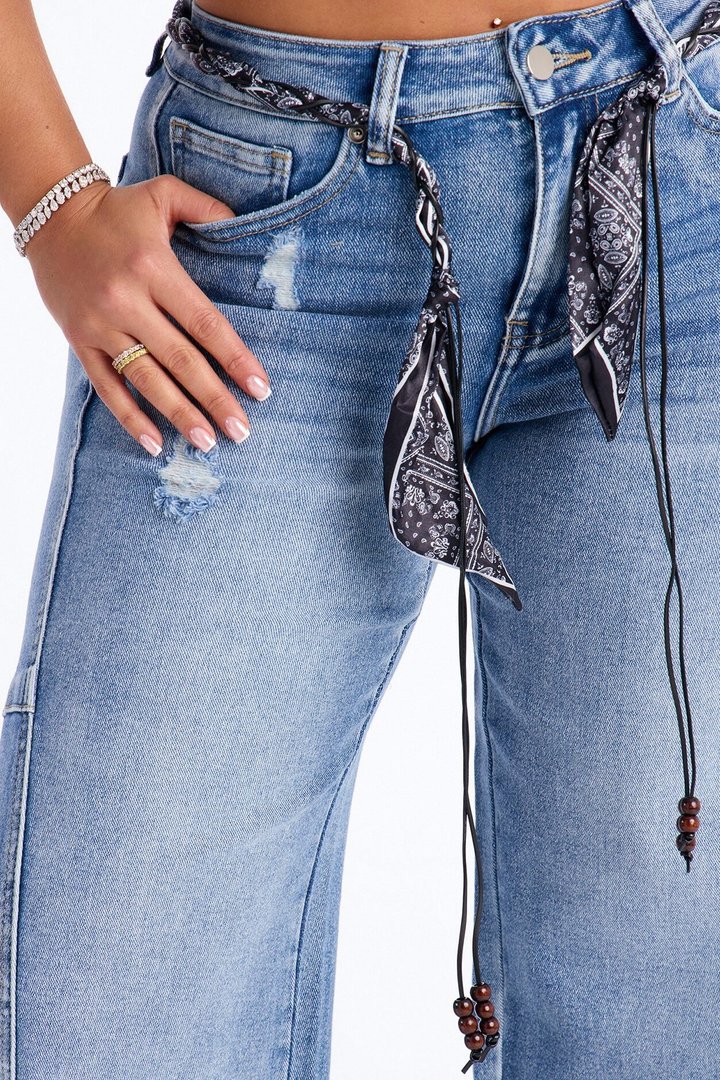 Sardinia Summer Belted Loose Fit Jeans - Medium Wash