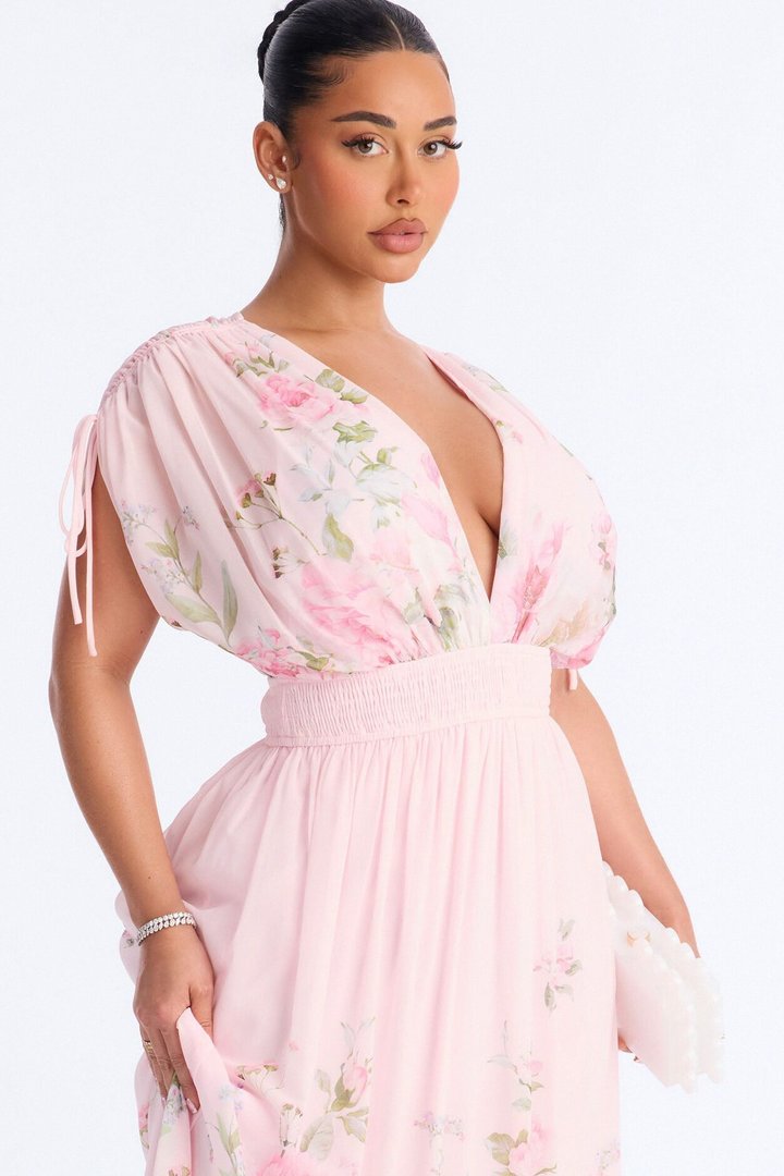 Peachy Keen Chiffon Maxi Dress - Pink/combo