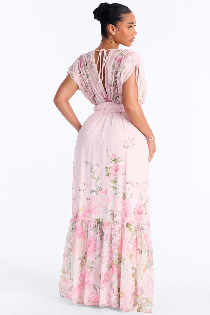 Peachy Keen Chiffon Maxi Dress - Pink/combo