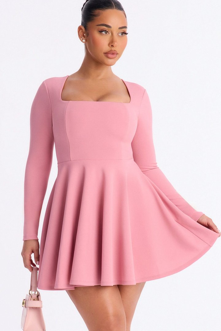Alena Long Sleeve Mini Dress - Mauve
