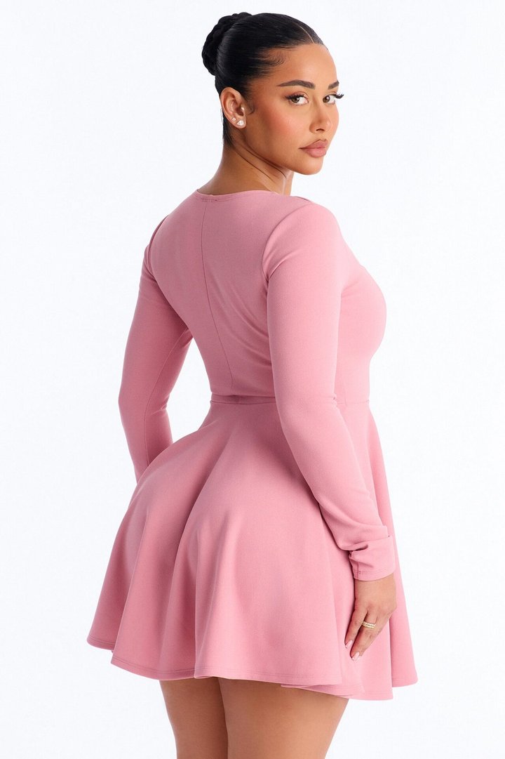 Alena Long Sleeve Mini Dress - Mauve
