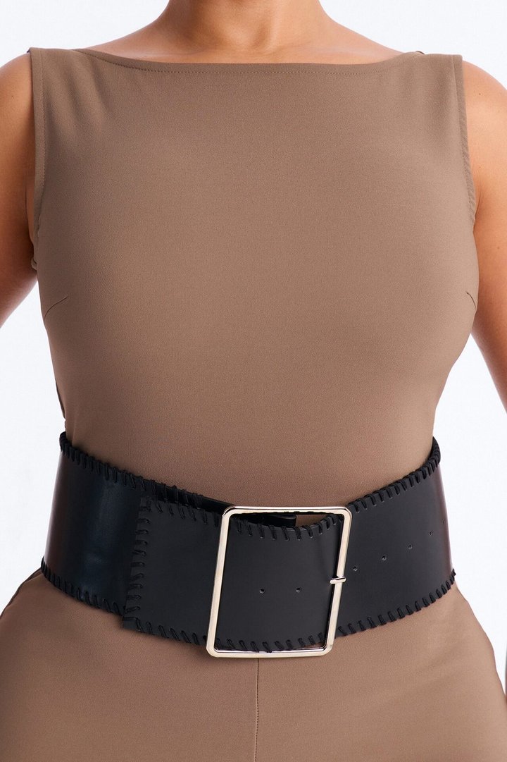 Amaya Boat Neck Belted Capri Jumpsuit - Taupe