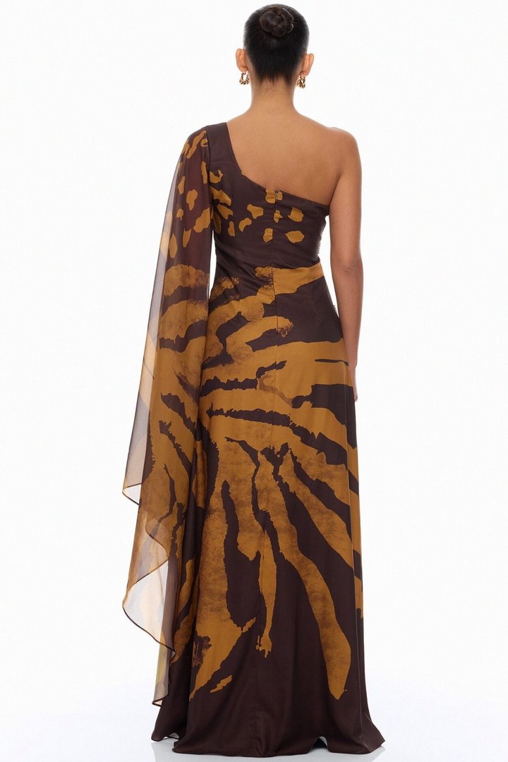 Johanna Embellished Cut Out Maxi Dress - Brown/combo