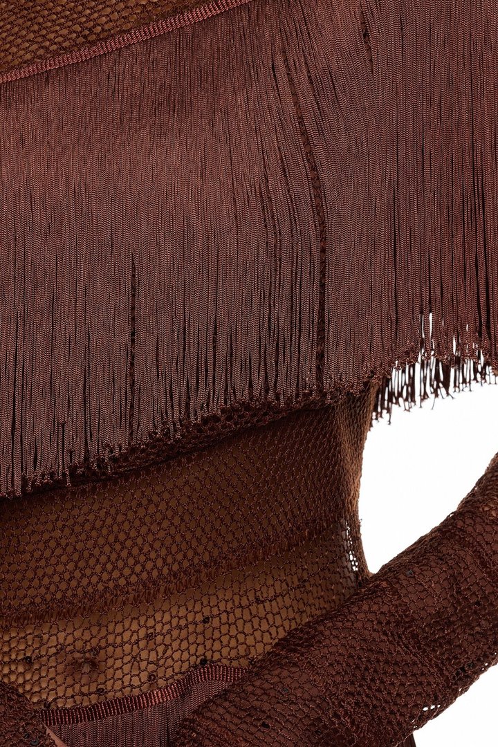 Jayde Fringe Mini Dress - Brown