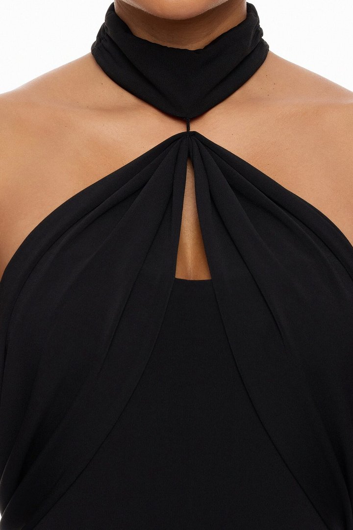 Veda Draped Maxi Dress - Black