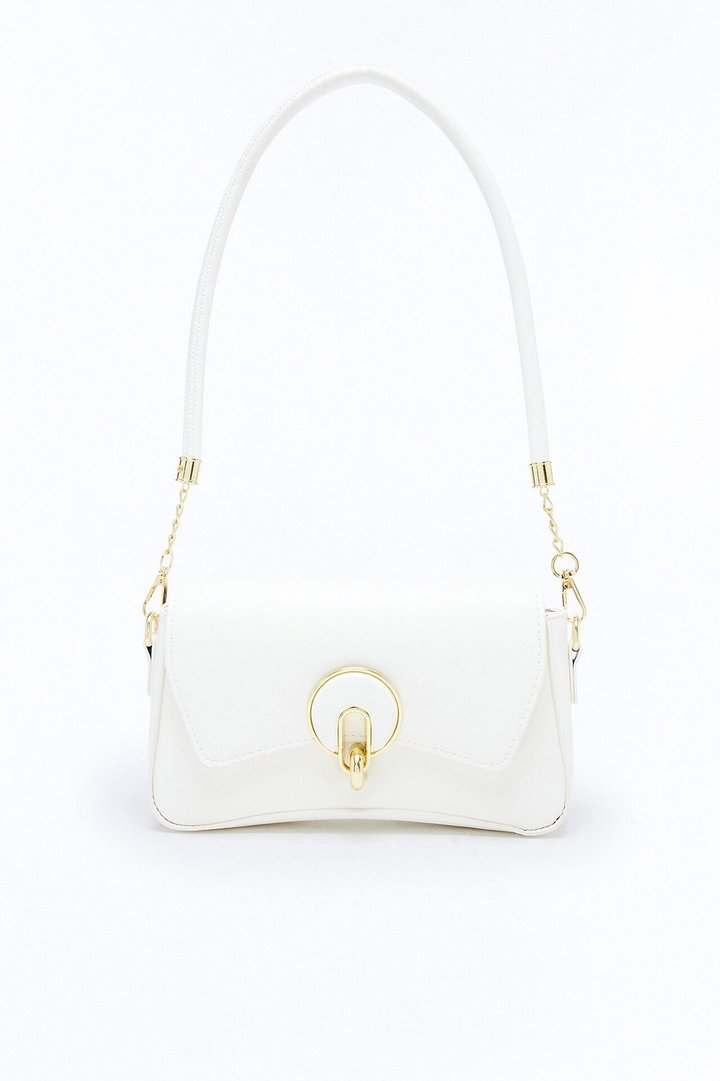 Sunday Stroll Faux Leather Shoulder Handbag - White