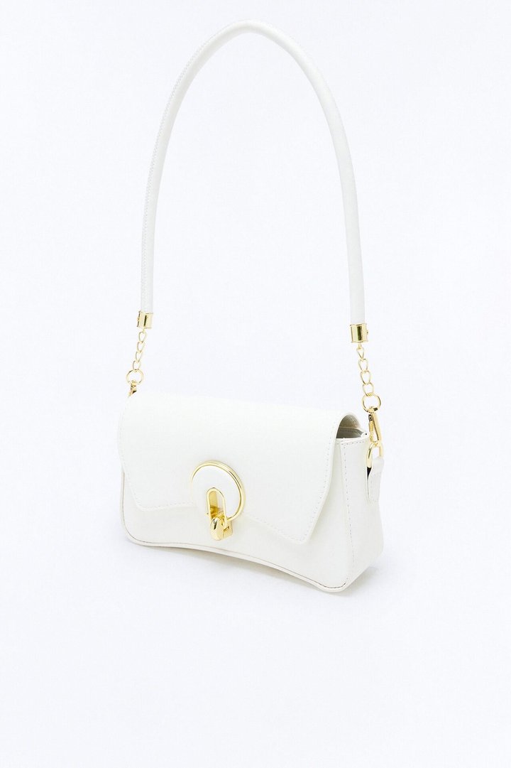 Sunday Stroll Faux Leather Shoulder Handbag - White