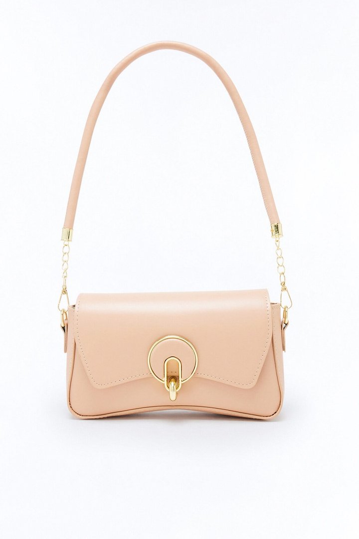 Sunday Stroll Faux Leather Shoulder Handbag - Nude