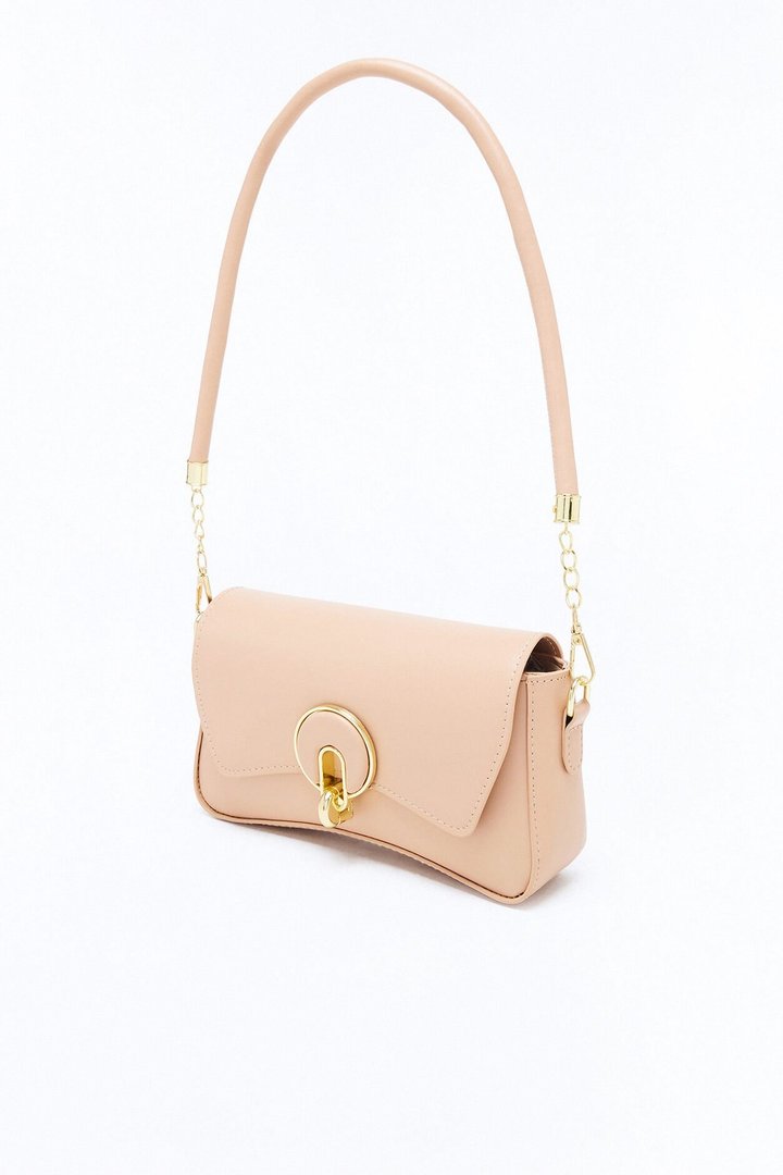 Sunday Stroll Faux Leather Shoulder Handbag - Nude