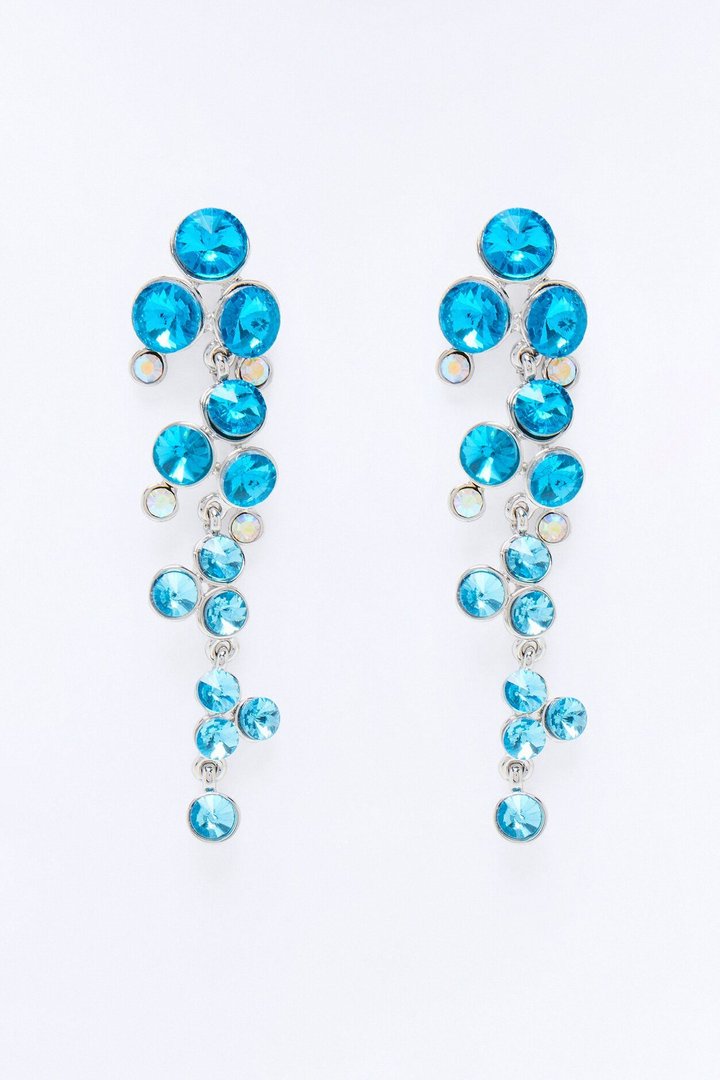 Sea Me Sparkle Rhinestone Drop Earrings - Blue