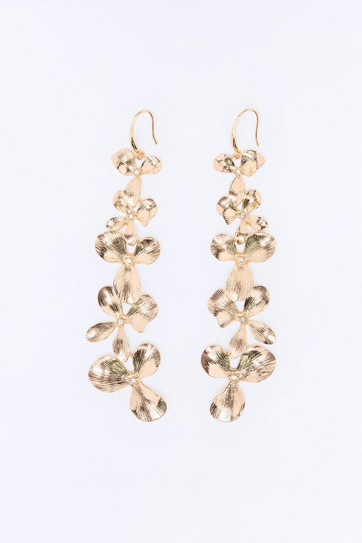 Floral Garden Drop Earrings - Gold