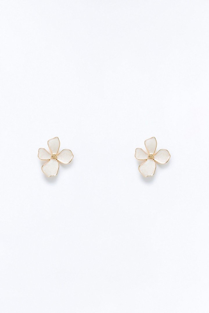 Flora Muse Earrings - White/Gold