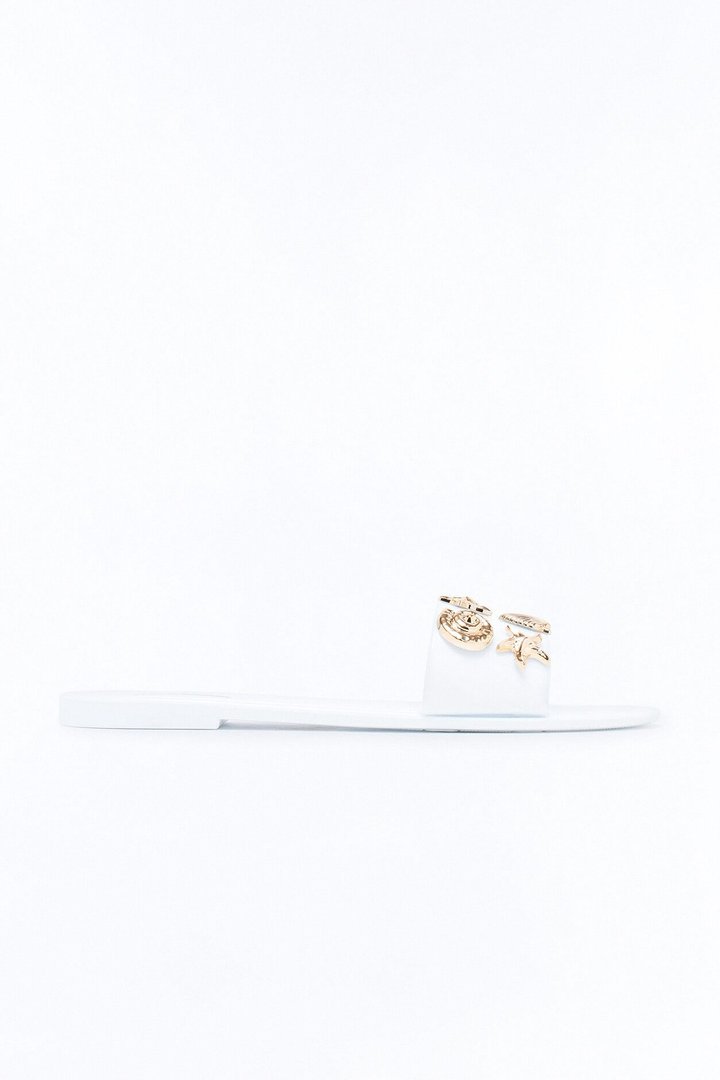 Jackie Shell Sandals - White